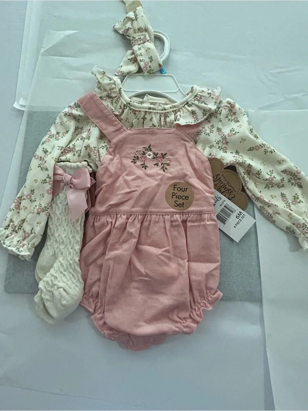 NWT Baby Essentials Girls 20-Piece Lot 6 Mon Dresses Blanket Headbands Outfits